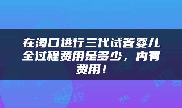 在海口进行三代试管婴儿全过程费用是多少，内有费用！
