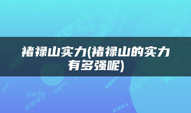 褚禄山实力(褚禄山的实力有多强呢)