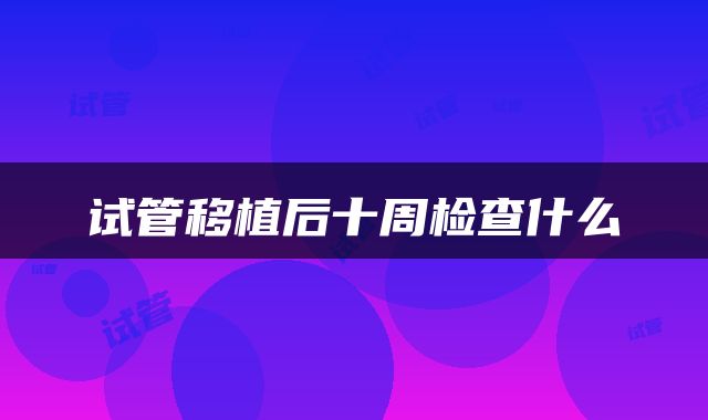 试管移植后十周检查什么