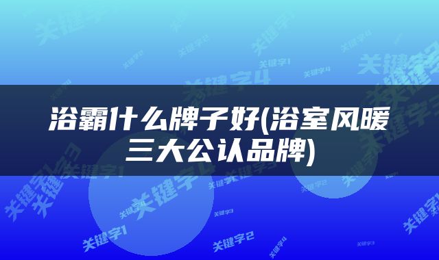 浴霸什么牌子好(浴室风暖三大公认品牌)