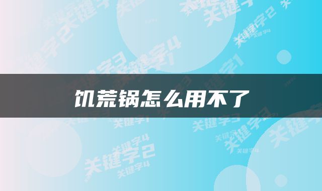 饥荒锅怎么用不了
