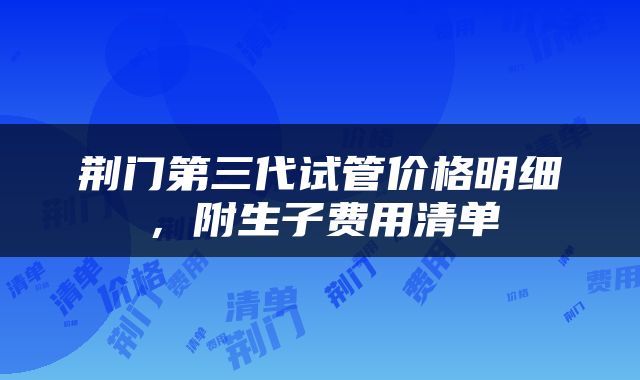 荆门第三代试管价格明细,附生子费用清单