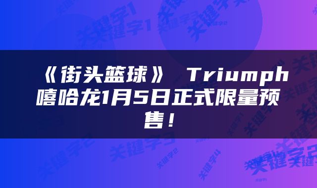 《街头篮球》 Triumph嘻哈龙1月5日正式限量预售！