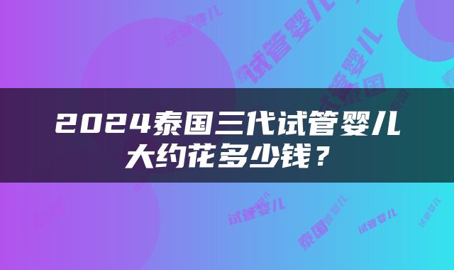 2024泰国三代试管婴儿大约花多少钱？