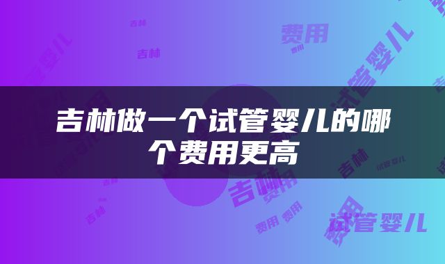 吉林做一个试管婴儿的哪个费用更高