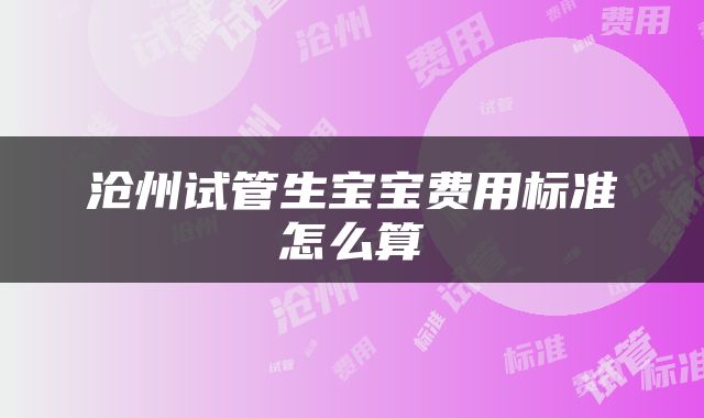 沧州试管生宝宝费用标准怎么算
