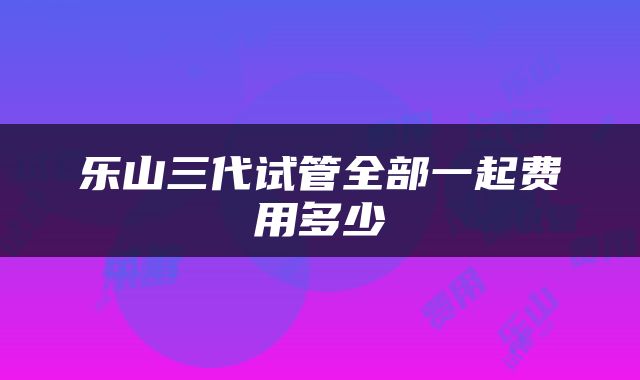 乐山三代试管全部一起费用多少