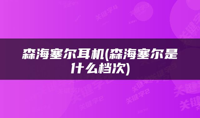 森海塞尔耳机(森海塞尔是什么档次)