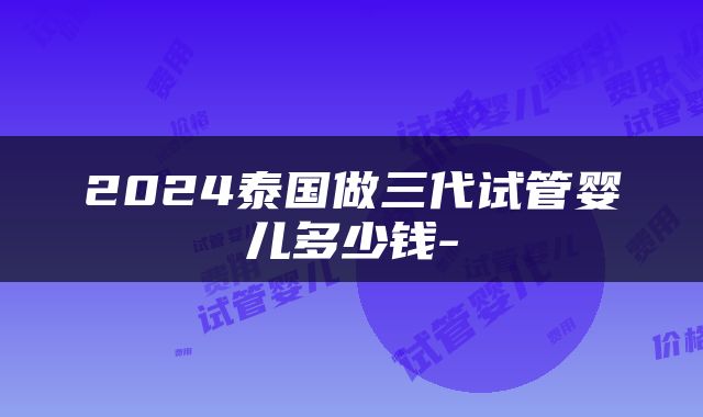2024泰国做三代试管婴儿多少钱-