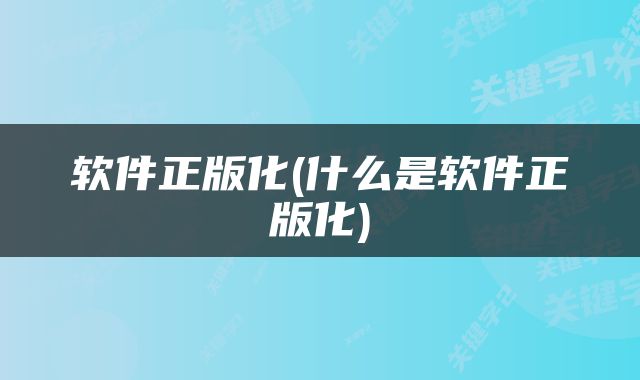 软件正版化(什么是软件正版化)