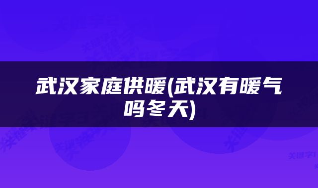 武汉家庭供暖(武汉有暖气吗冬天)