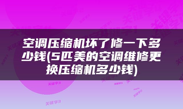 空调压缩机坏了修一下多少钱(5匹美的空调维修更换压缩机多少钱)