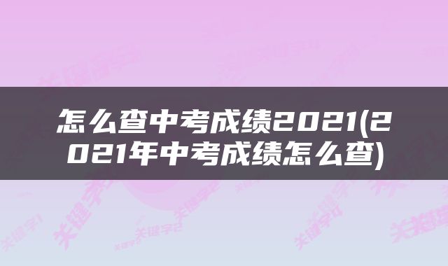 怎么查中考成绩2021(2021年中考成绩怎么查)