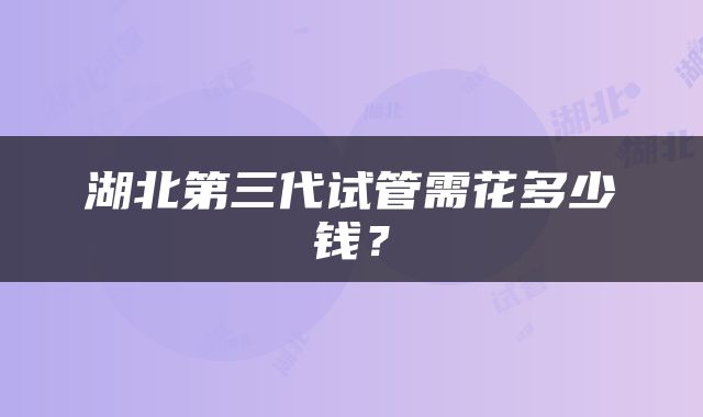 湖北第三代试管需花多少钱？
