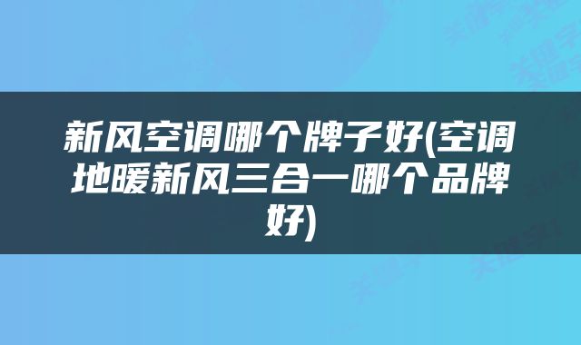新风空调哪个牌子好(空调地暖新风三合一哪个品牌好)