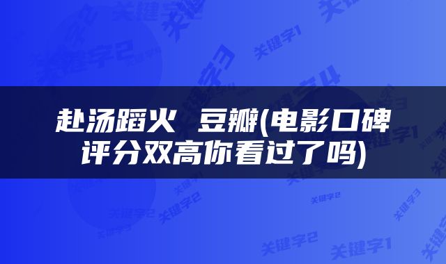 赴汤蹈火 豆瓣(电影口碑评分双高你看过了吗)