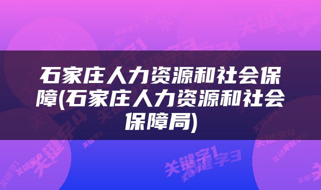 石家庄人力资源和社会保障(石家庄人力资源和社会保障局)