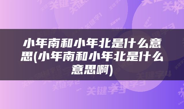 小年南和小年北是什么意思(小年南和小年北是什么意思啊)