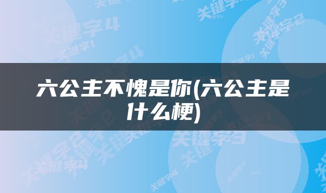 六公主不愧是你(六公主是什么梗)