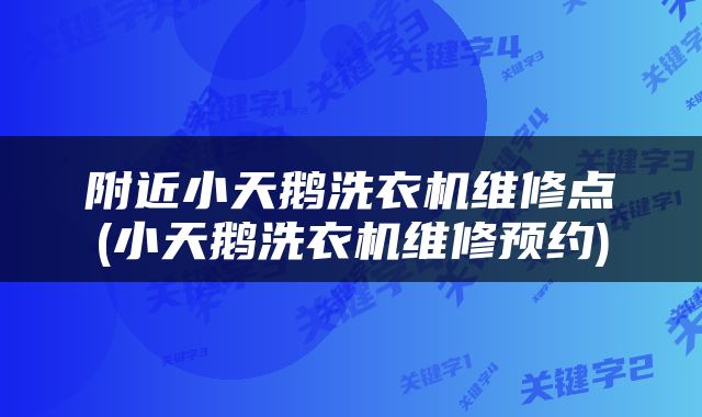 附近小天鹅洗衣机维修点(小天鹅洗衣机维修预约)