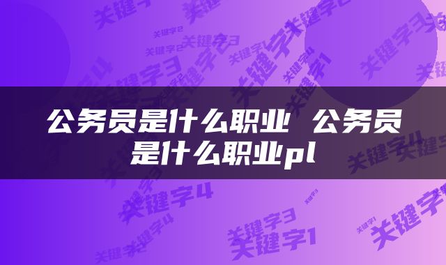 公务员是什么职业 公务员是什么职业pl