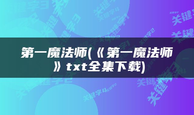第一魔法师(《第一魔法师》txt全集下载)