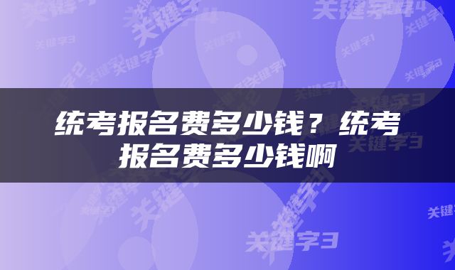 统考报名费多少钱？统考报名费多少钱啊