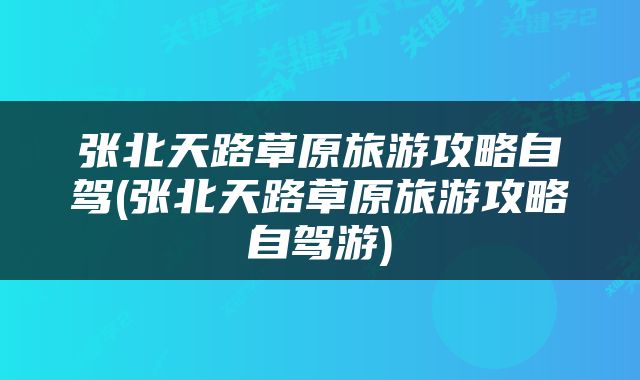 张北天路草原旅游攻略自驾(张北天路草原旅游攻略自驾游)
