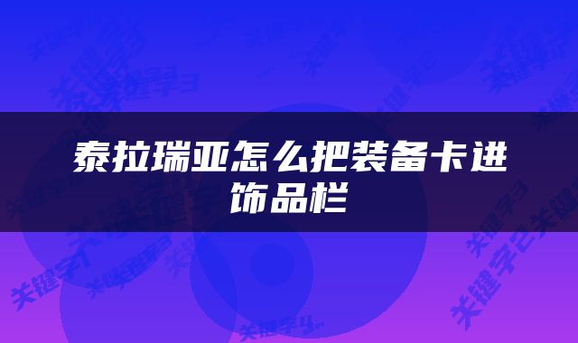 泰拉瑞亚怎么把装备卡进饰品栏