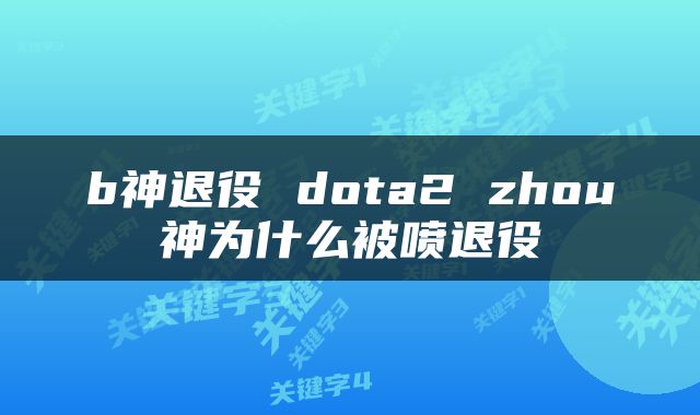 b神退役 dota2 zhou神为什么被喷退役