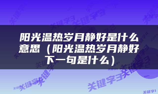 阳光温热岁月静好是什么意思（阳光温热岁月静好下一句是什么）