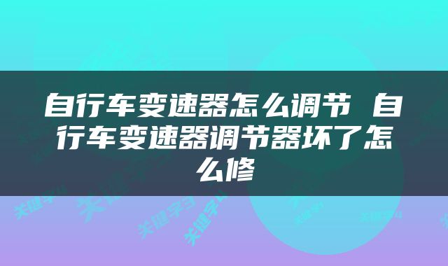 自行车变速器怎么调节 自行车变速器调节器坏了怎么修