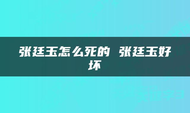 张廷玉怎么死的 张廷玉好坏