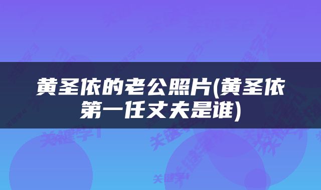 黄圣依的老公照片(黄圣依第一任丈夫是谁)