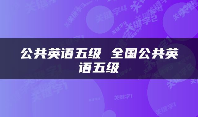 公共英语五级 全国公共英语五级