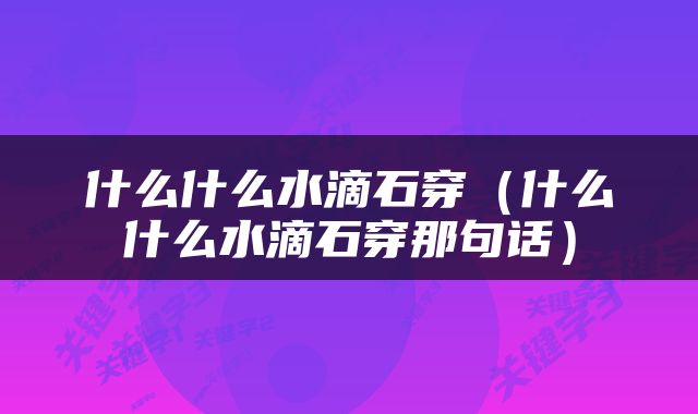什么什么水滴石穿（什么什么水滴石穿那句话）