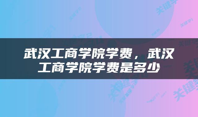 武汉工商学院学费，武汉工商学院学费是多少