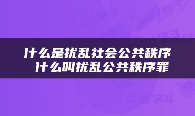 什么是扰乱社会公共秩序 什么叫扰乱公共秩序罪