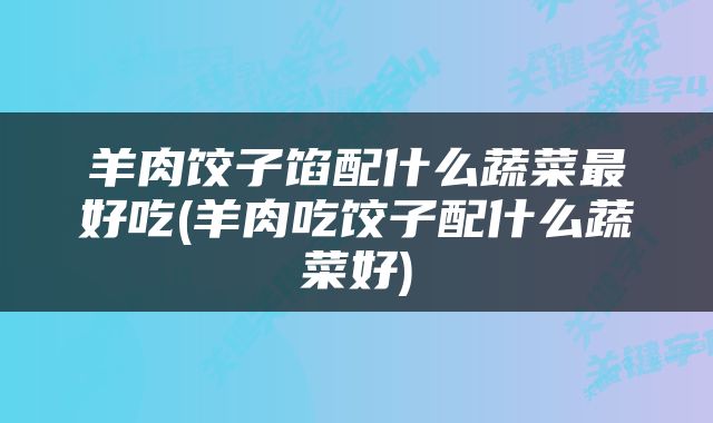 羊肉饺子馅配什么蔬菜最好吃(羊肉吃饺子配什么蔬菜好)