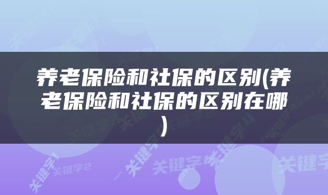 养老保险和社保的区别(养老保险和社保的区别在哪)
