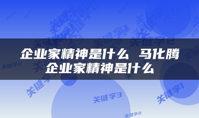 企业家精神是什么 马化腾企业家精神是什么