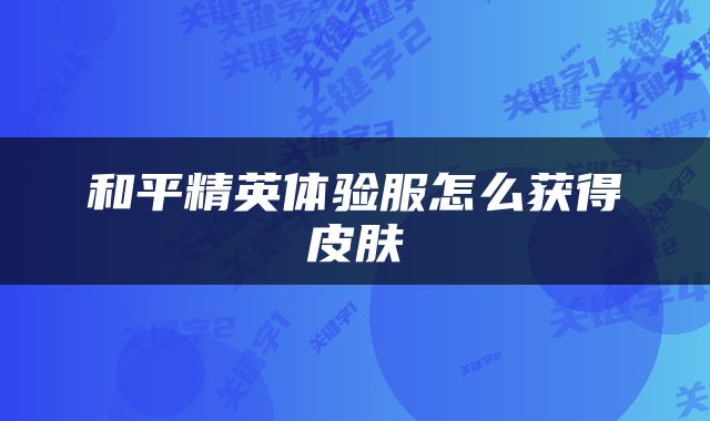 和平精英体验服怎么获得皮肤