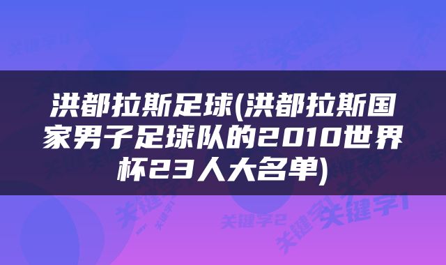 洪都拉斯足球(洪都拉斯国家男子足球队的2010世界杯23人大名单)