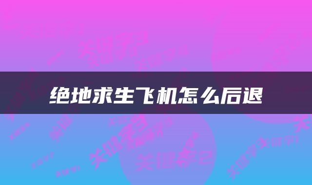 绝地求生飞机怎么后退