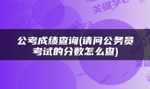 公考成绩查询(请问公务员考试的分数怎么查)