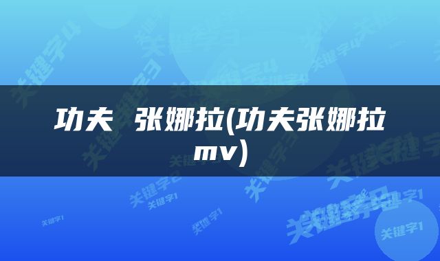 功夫 张娜拉(功夫张娜拉mv)