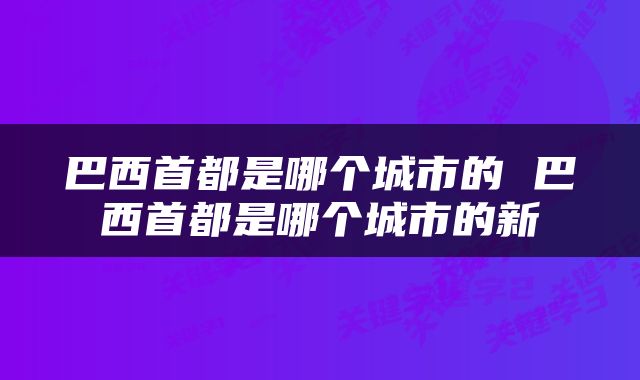 巴西首都是哪个城市的 巴西首都是哪个城市的新
