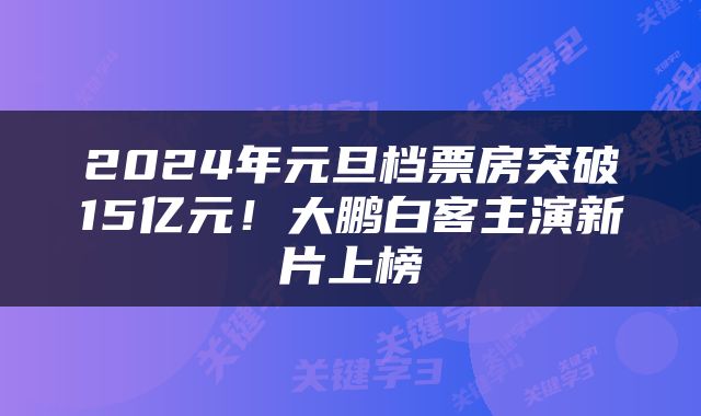2024年元旦档票房突破15亿元！大鹏白客主演新片上榜