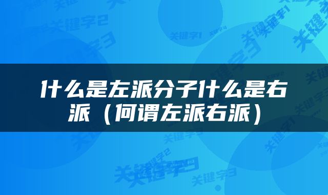 什么是左派分子什么是右派（何谓左派右派）