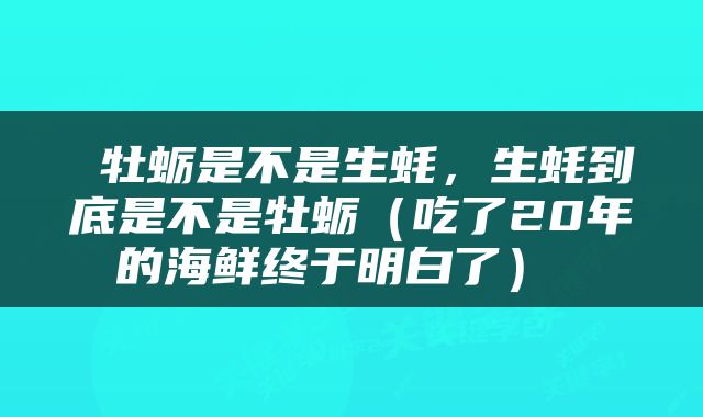  牡蛎是不是生蚝，生蚝到底是不是牡蛎（吃了20年的海鲜终于明白了） 